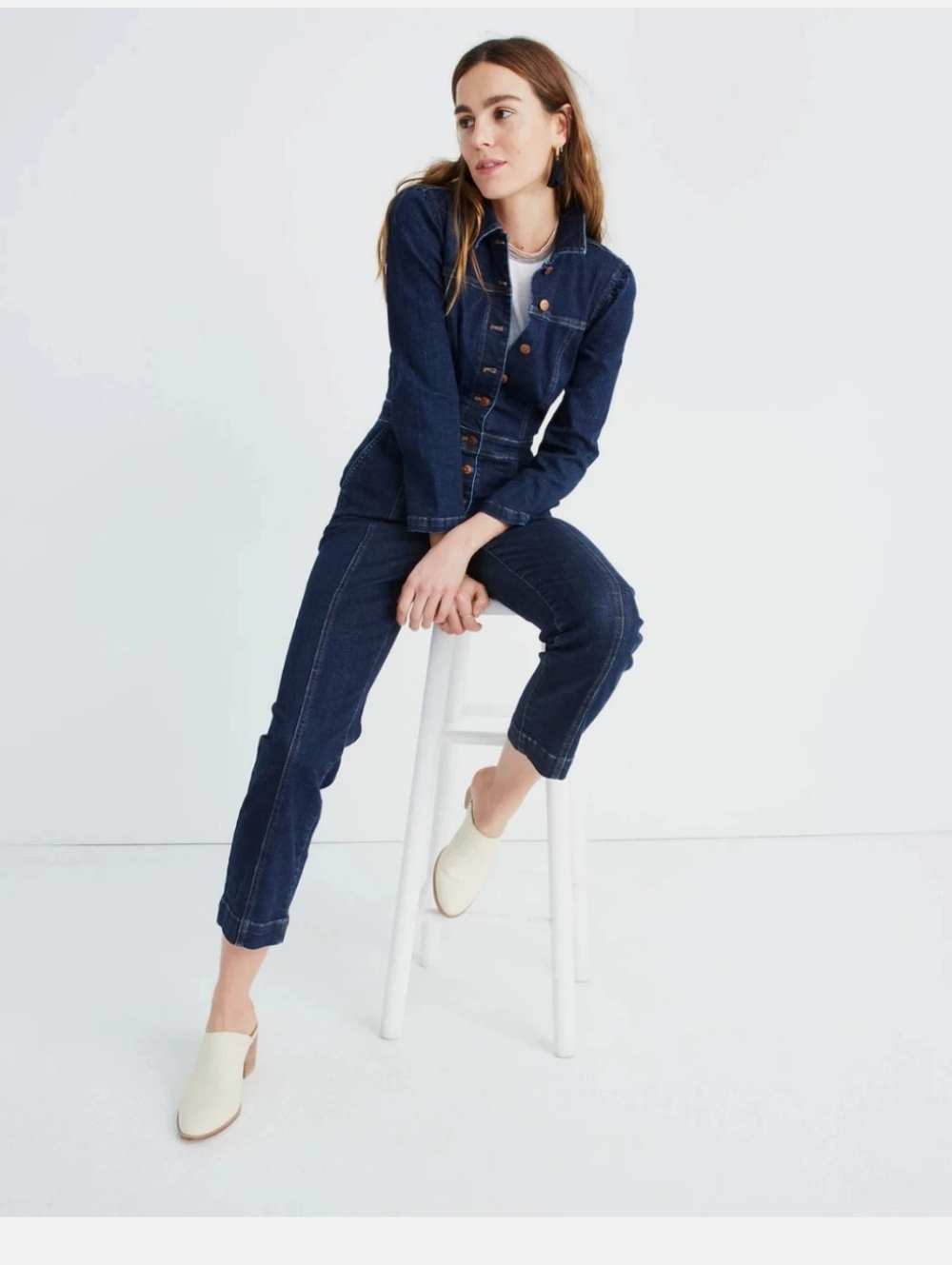 Madewell Denim Jumpsuit Puff Sleeve Size 6